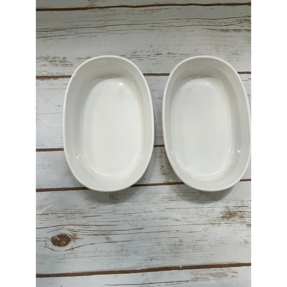 CorningWare French White Oval Ramekins F-15-B With Lids Set of 2 15oz